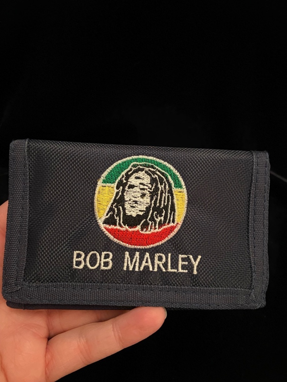 🖤 Bob Marley Jamaica Reggae Black Tri-Fold WALLET Vintage Nylon